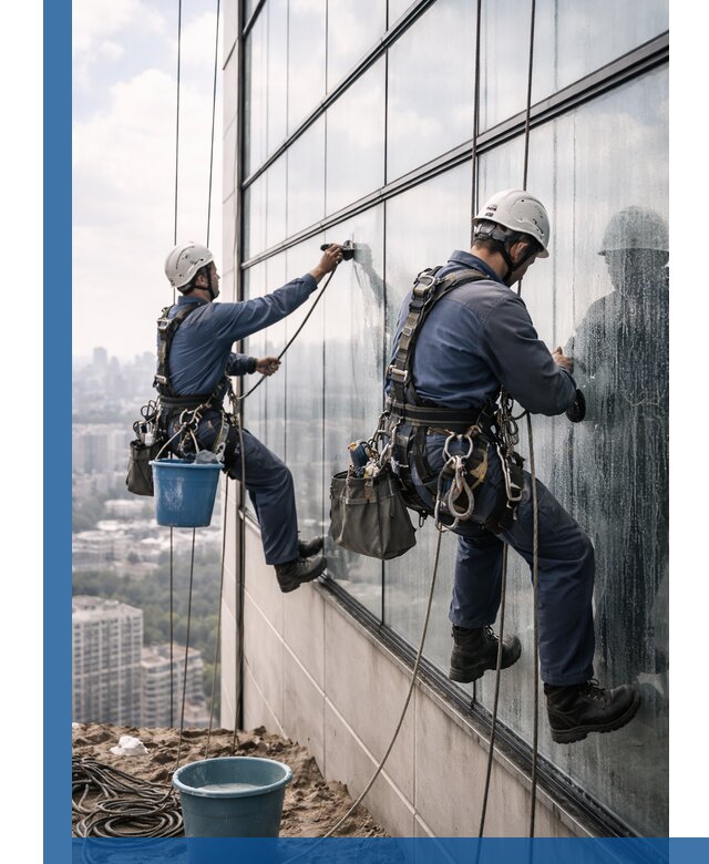 Профессиональная мойка фасадных окон альпинистами в Кондопоге