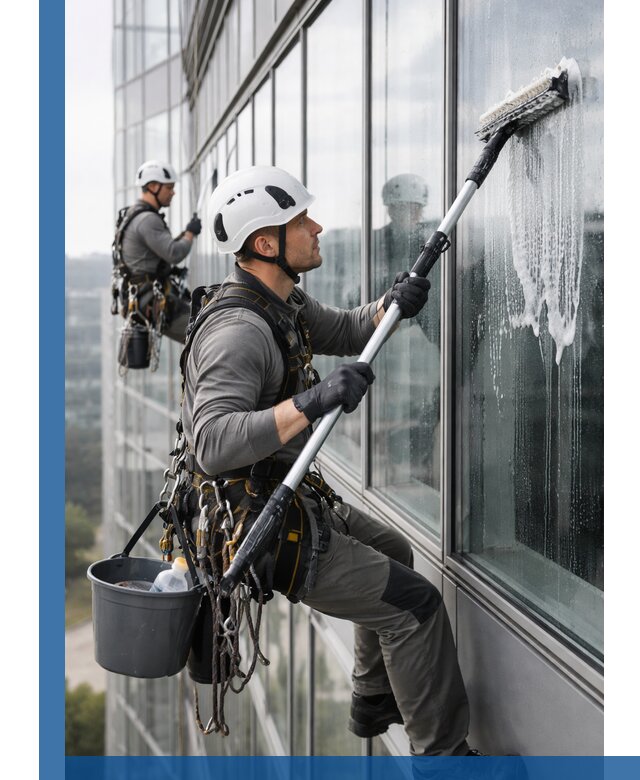 Высотная мойка сплошного остекления с выездом в Кондопоге