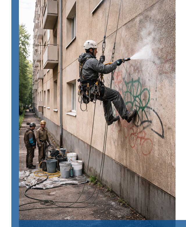 Удаление граффити с фасада в Кондопоге без следов и повреждений