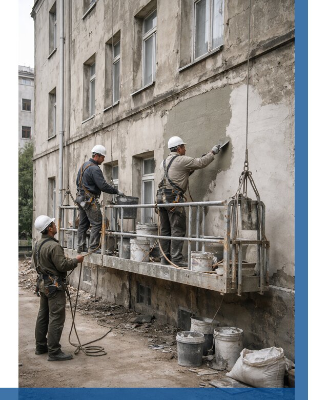 Капитальный ремонт фасада в Кондопоге от 4264 р. | ВЫСОТНИК-Кнп