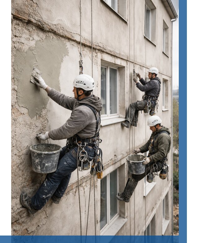 Ремонт штукатурного фасада в Кондопоге от 761 р. под ключ | ВЫСОТНИК-Кнп