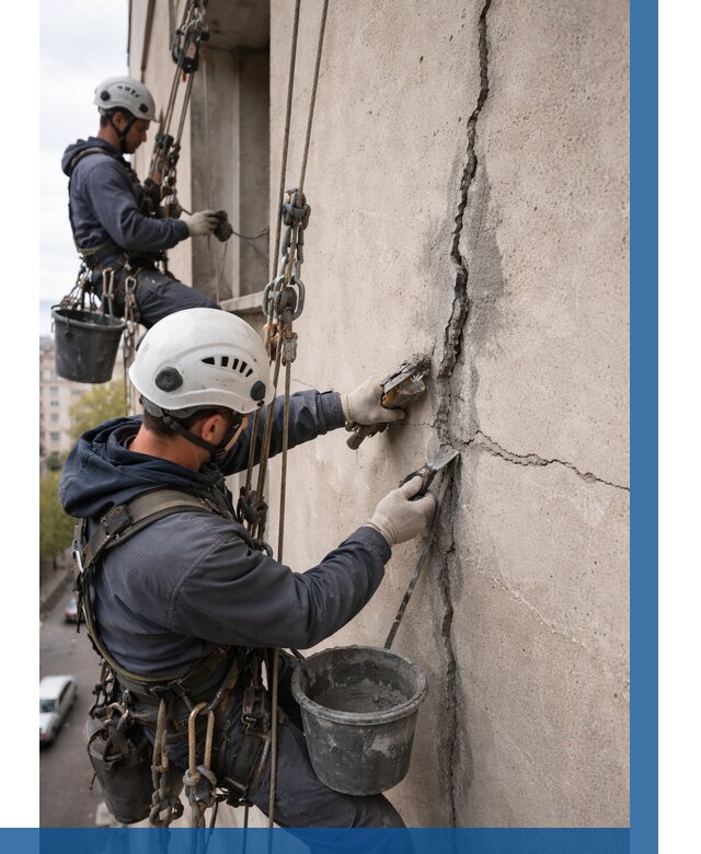 Заделка трещин на фасаде в Кондопоге от 914 р. | ВЫСОТНИК-Кнп