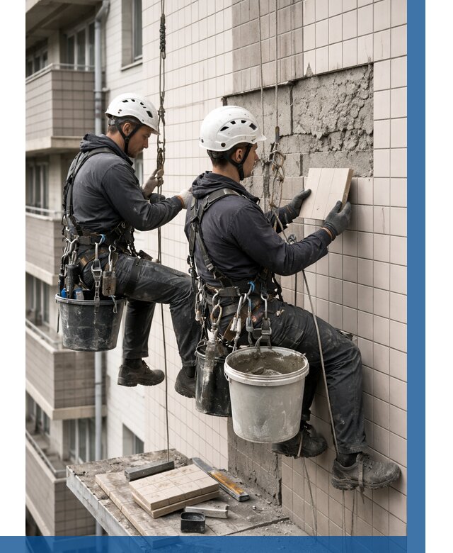 Ремонт облицовки фасада плиткой в Кондопоге от 1827 р. | ВЫСОТНИК-Кнп