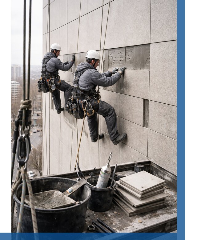 Ремонт фасада из керамогранита в Кондопоге от 2538 р. | ВЫСОТНИК-Кнп