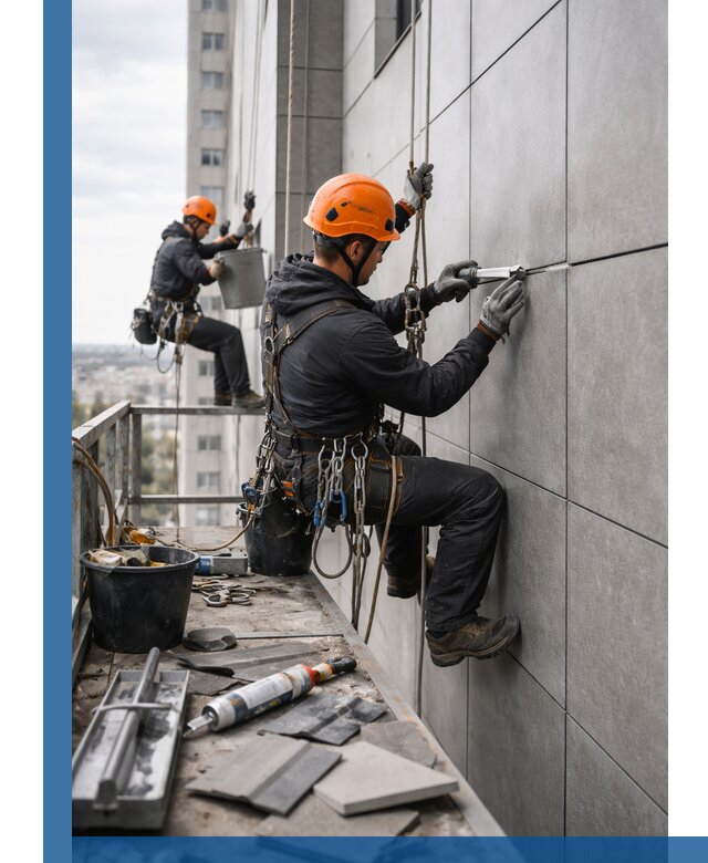 Профессиональный ремонт фасада из керамогранита в Кондопоге