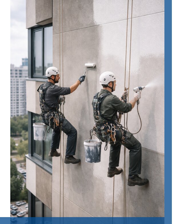 Покраска фасада альпинистами в Кондопоге от 305 р. | ВЫСОТНИК-Кнп