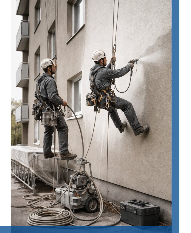 Безвоздушная покраска фасада в Кондопоге от 223 р/м² | ВЫСОТНИК-Кнп