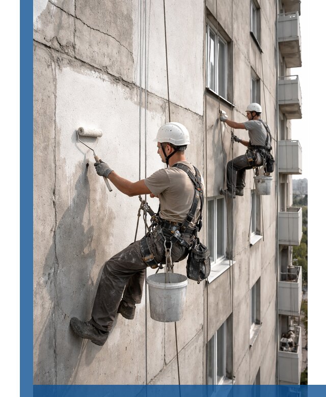 Покраска бетонного фасада в Кондопоге для жилых и промышленных объектов