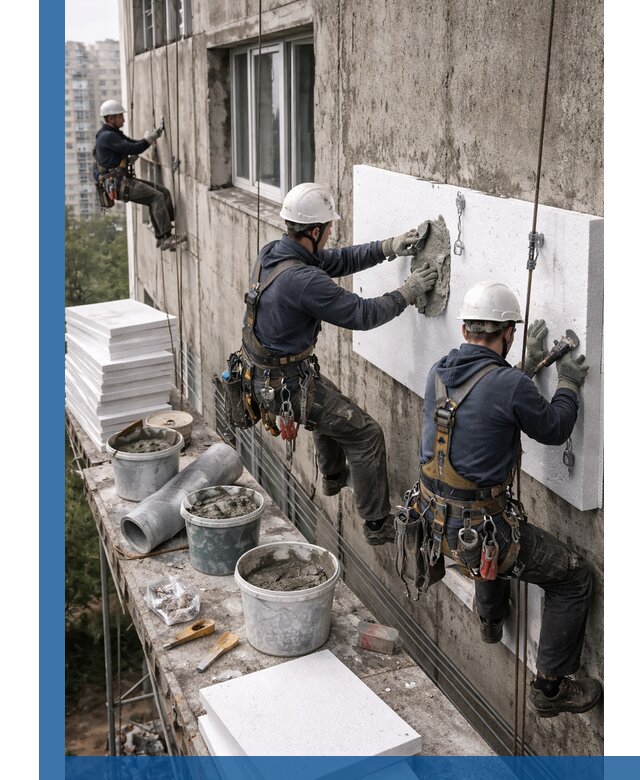 Утепление фасада пенополистиролом в Кондопоге под ключ