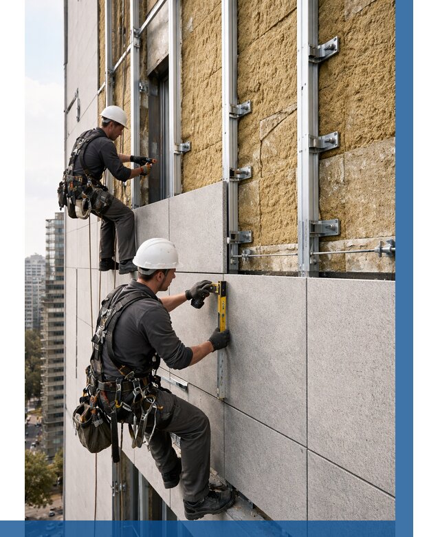 Монтаж вентилируемого фасада в Кондопоге от 3553 р. | ВЫСОТНИК-Кнп