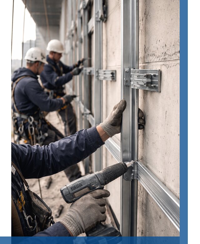 Монтаж подсистемы вентфасада в Кондопоге от 863 р. | ВЫСОТНИК-Кнп