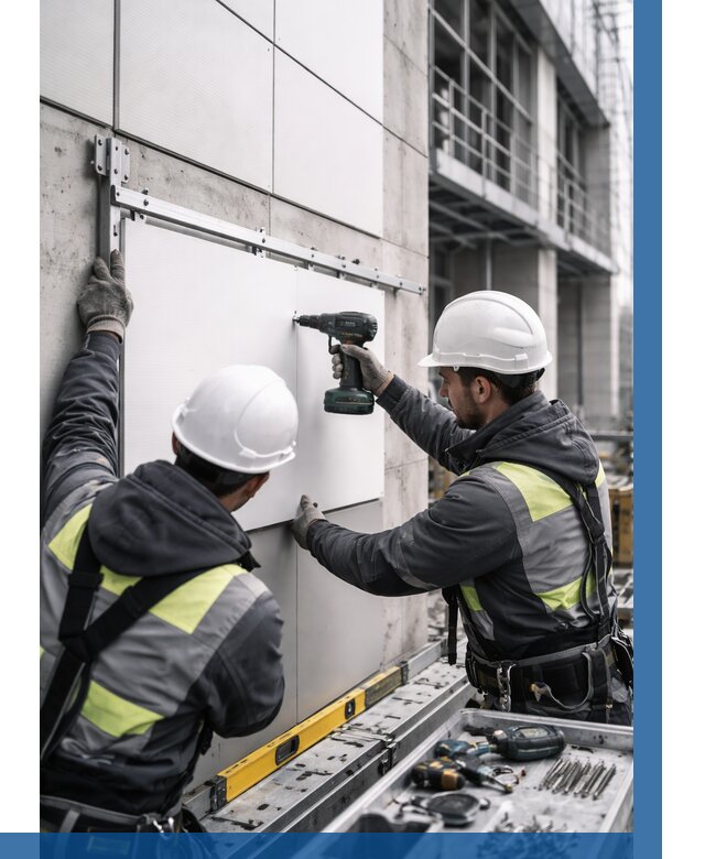 Монтаж композитных панелей фасада в Кондопоге от 2538 р. | ВЫСОТНИК-Кнп