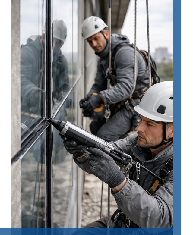 Герметизация витражных швов в Кондопоге от 660 р. | ВЫСОТНИК-Кнп