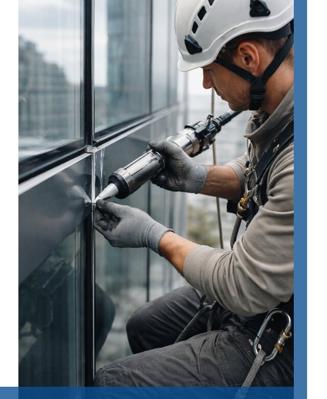 Герметизация стыков витража в Кондопоге от 1218 р. | ВЫСОТНИК-Кнп