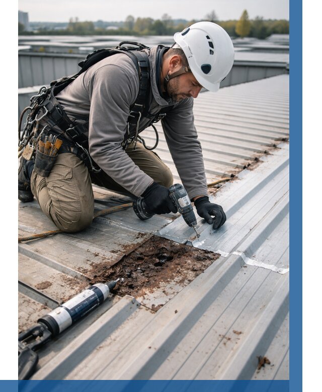 Ремонт профнастила на кровле в Кондопоге от 711 р. | ВЫСОТНИК-Кнп