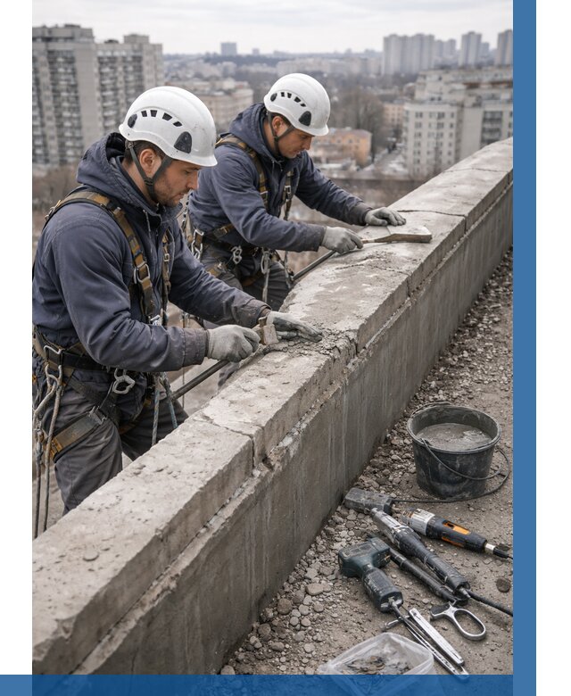 Ремонт парапета на кровле в Кондопоге от 1523 р. | ВЫСОТНИК-Кнп