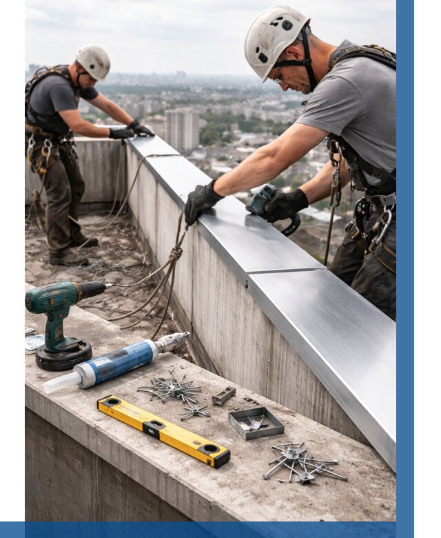 Монтаж парапетных крышек в Кондопоге от 812 р. | ВЫСОТНИК-Кнп