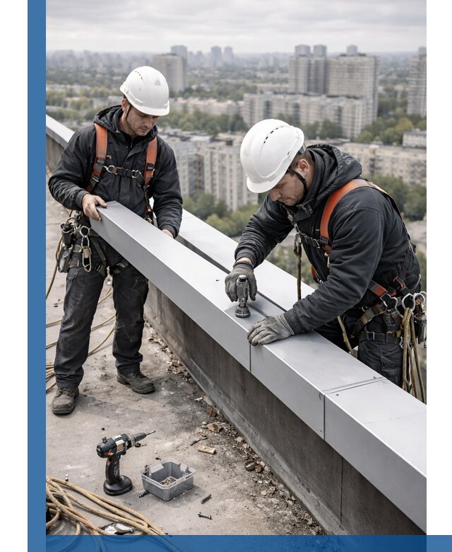 Монтаж парапетных крышек и ограждений кровли в Кондопоге