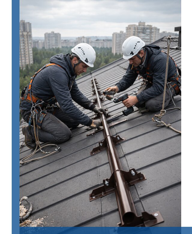 Монтаж снегозадержателей на кровле зданий в Кондопоге под ключ