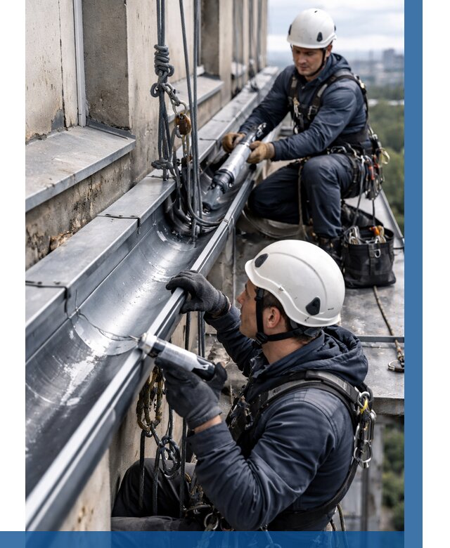 Ремонт водосточных желобов в Кондопоге от 6599 р. | ВЫСОТНИК-Кнп