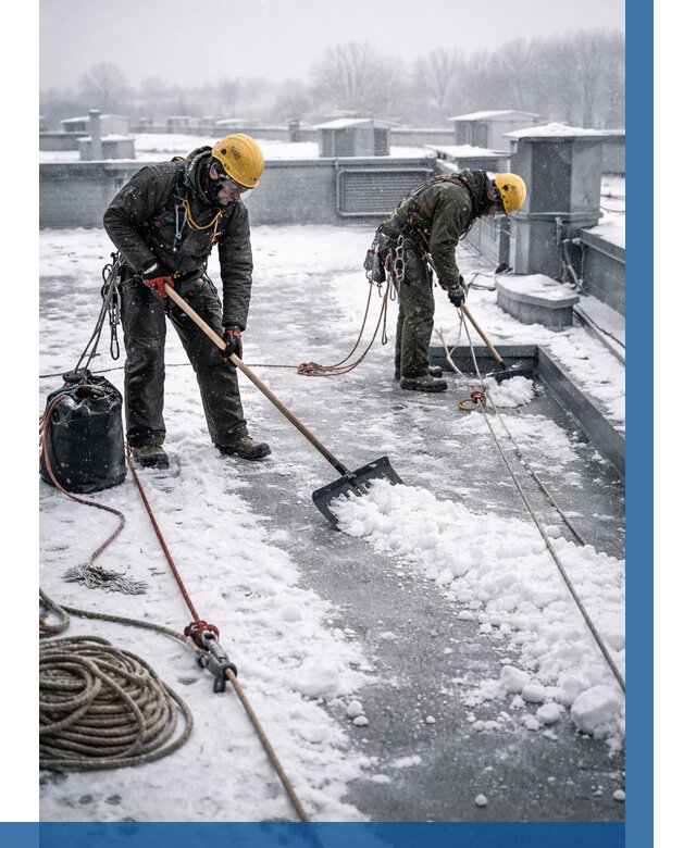 Очистка крыши от снега в Кондопоге от 7614 р. | ВЫСОТНИК-Кнп