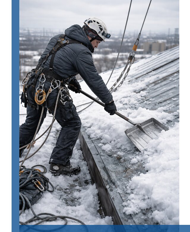 Профессиональная очистка кровли от снега и наледи в Кондопоге