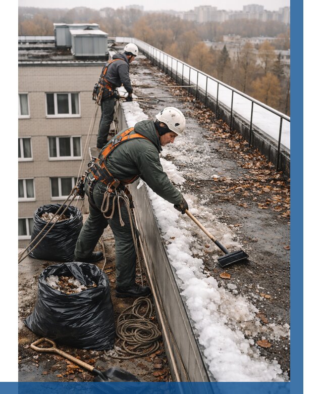 Очистка кровли по периметру в Кондопоге от 558 р. | ВЫСОТНИК-Кнп