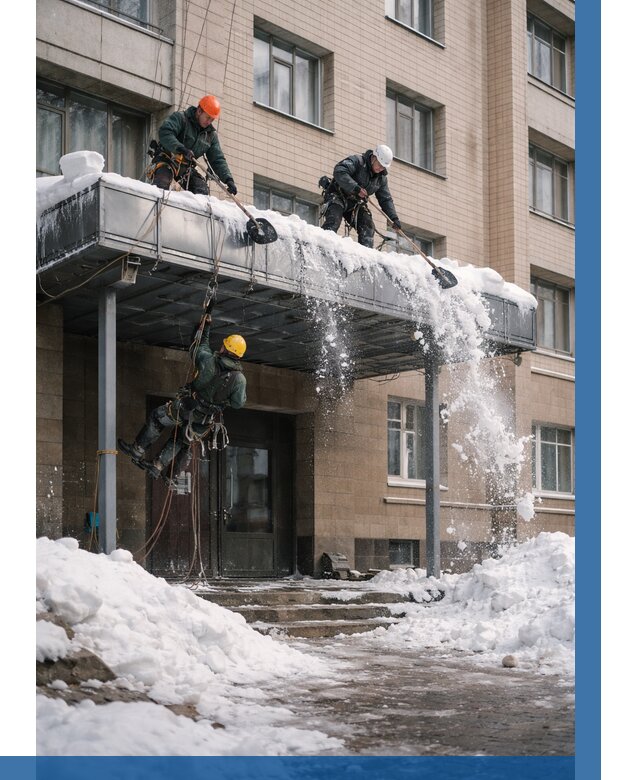 Очистка козырьков от снега в Кондопоге от 3553 р. | ВЫСОТНИК-Кнп