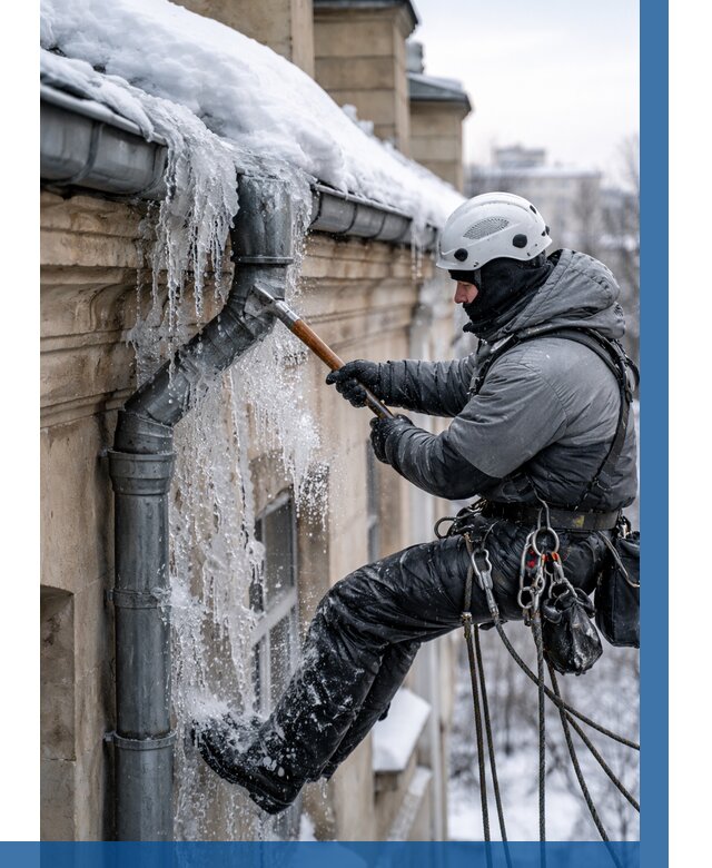 Очистка водостоков от льда в Кондопоге от 3553 р. | ВЫСОТНИК-Кнп