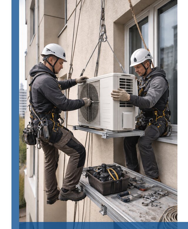 Перенос внешнего блока кондиционера в Кондопоге с монтажом и крепежом