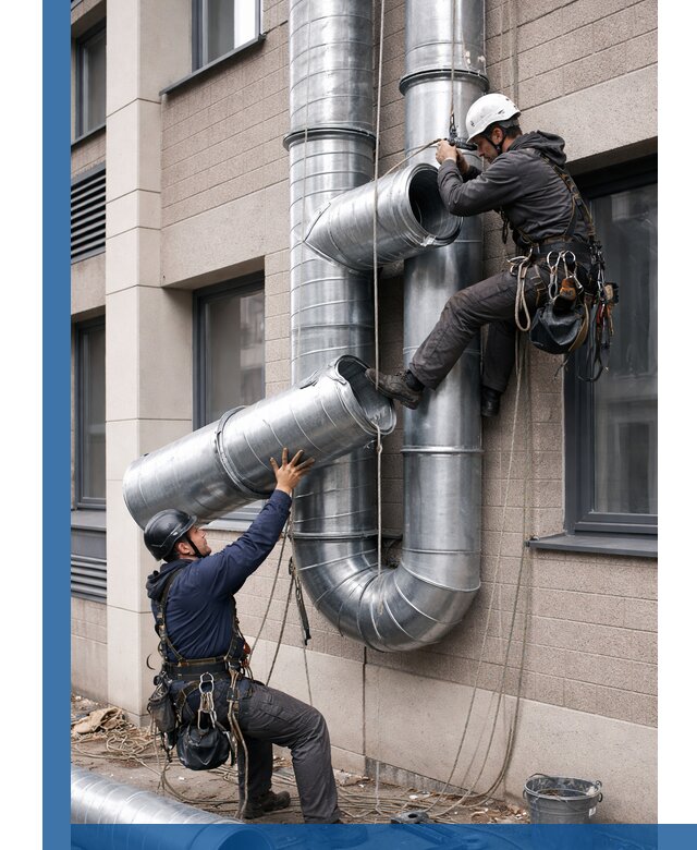 Монтаж фасадных воздуховодов в Кондопоге с герметизацией и крепежом