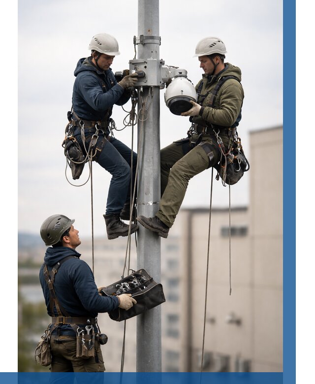 Установка видеокамер на мачте в Кондопоге от 8629 р. | ВЫСОТНИК-Кнп