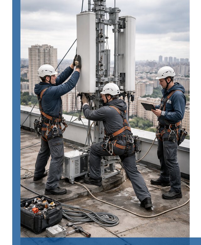 Монтаж антенн связи на крыше в Кондопоге с вводом в эксплуатацию