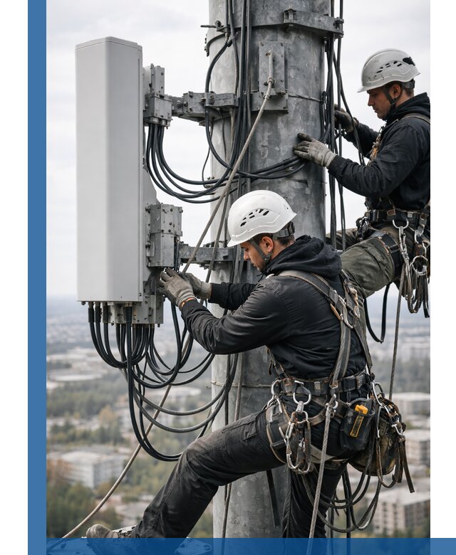 Монтаж оборудования связи на мачте в Кондопоге с пусконаладкой