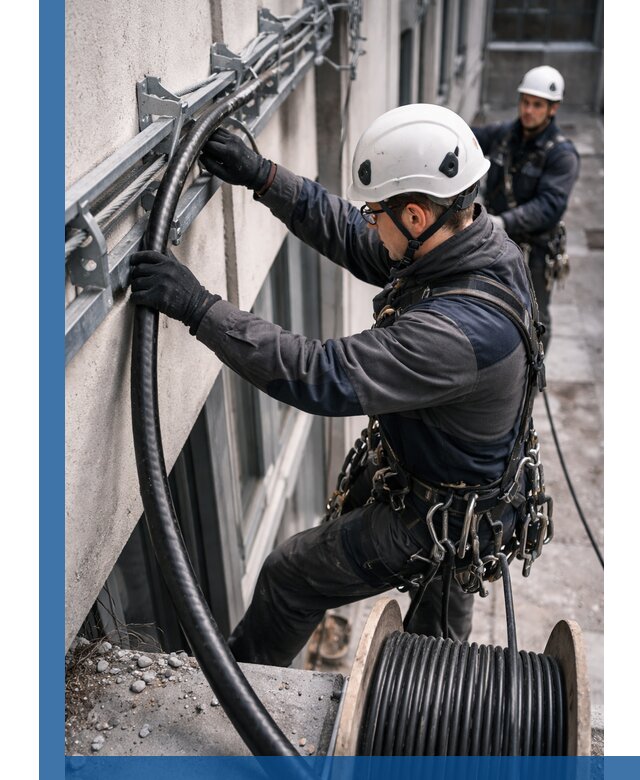 Протяжка кабеля питания на высоте в Кондопоге с гарантией безопасности и качества