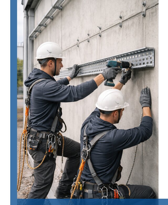 Монтаж кабельных лотков на фасаде зданий в Кондопоге с гарантией