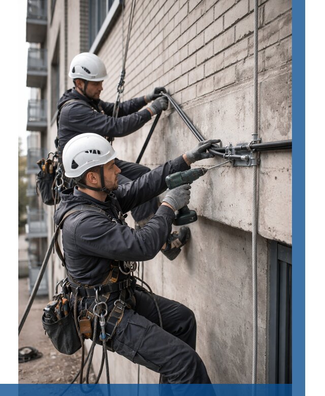 Крепление кабеля на фасаде в Кондопоге от 355 р. | ВЫСОТНИК-Кнп