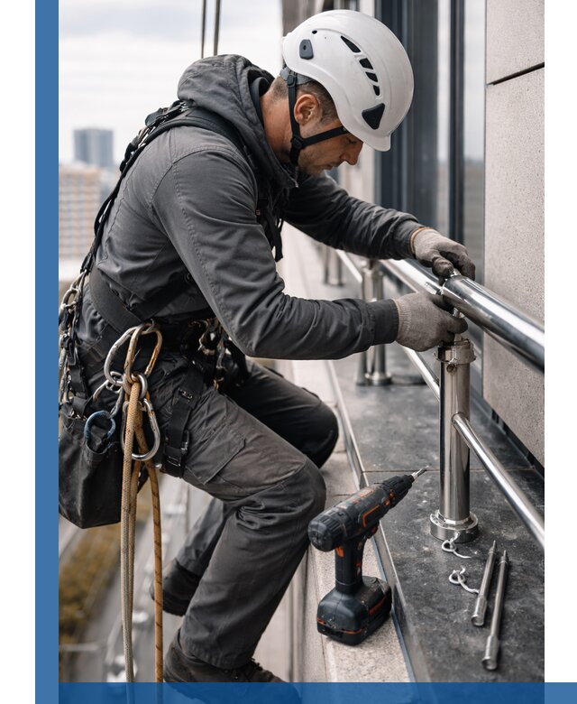 Монтаж ограждений на высоте в Кондопоге для зданий и конструкций