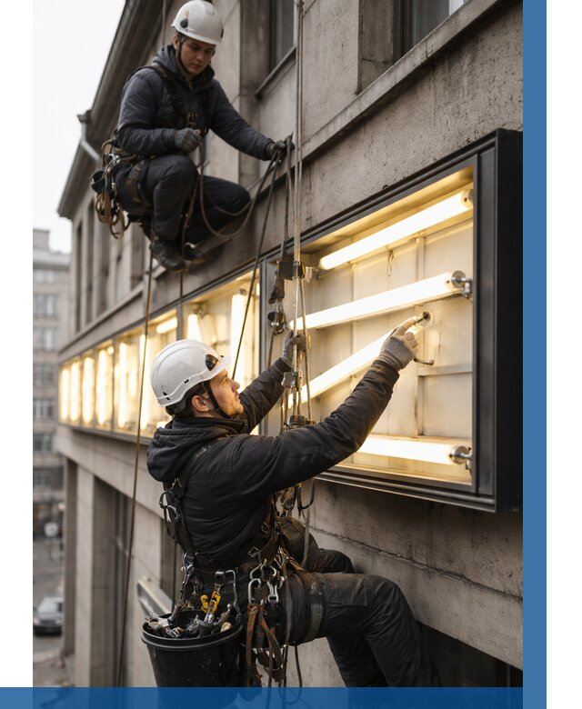 Замена ламп в вывеске в Кондопоге под ключ от 3553 р. | ВЫСОТНИК-Кнп