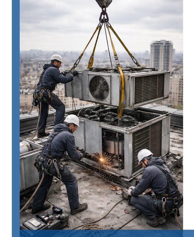 Демонтаж крышной установки в Кондопоге любой сложности