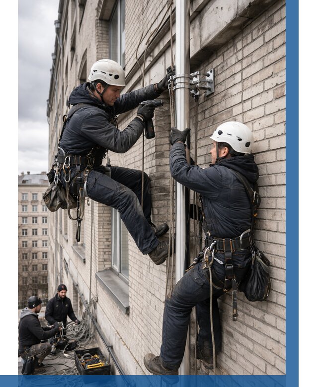 Монтаж флагштока на здании в Кондопоге от 6599 р. | ВЫСОТНИК-Кнп