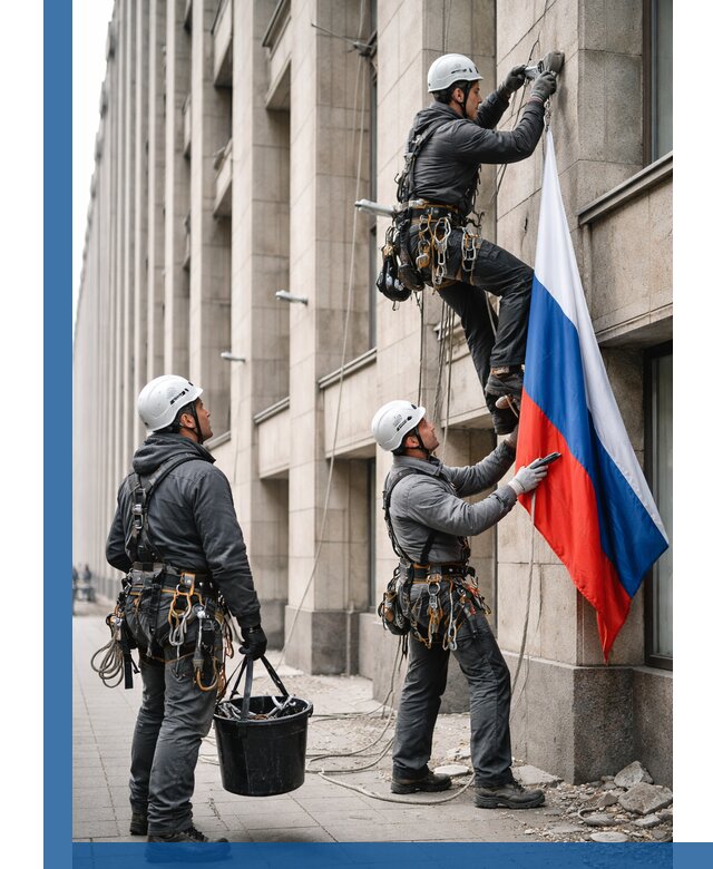 Профессиональная установка флагов на фасаде в Кондопоге