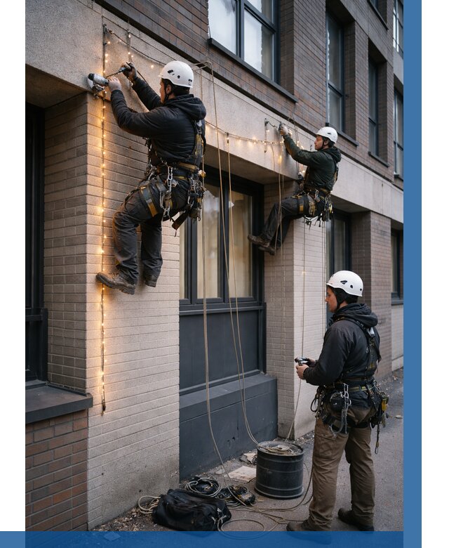 Монтаж гирлянд на фасаде в Кондопоге от 3553 р. | ВЫСОТНИК-Кнп