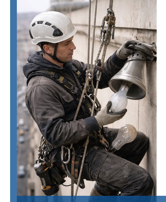 Замена ламп на высоте в Кондопоге профессионально и быстро