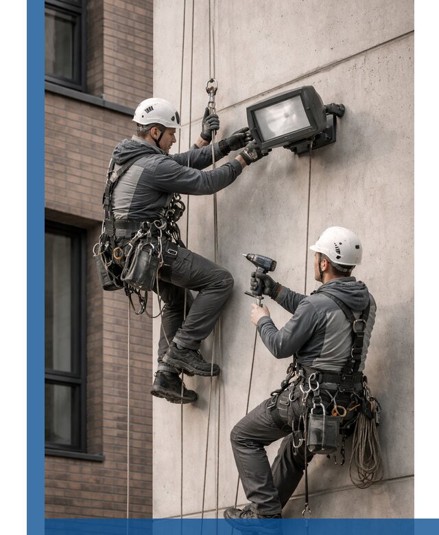 Профессиональный монтаж фасадных прожекторов в Кондопоге под ключ