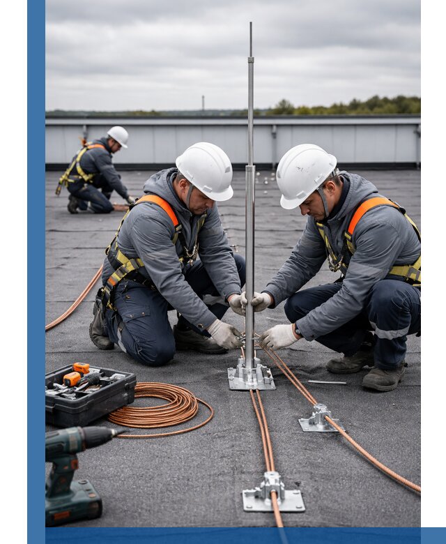 Монтаж молниезащиты на кровле в Кондопоге под ключ с гарантией