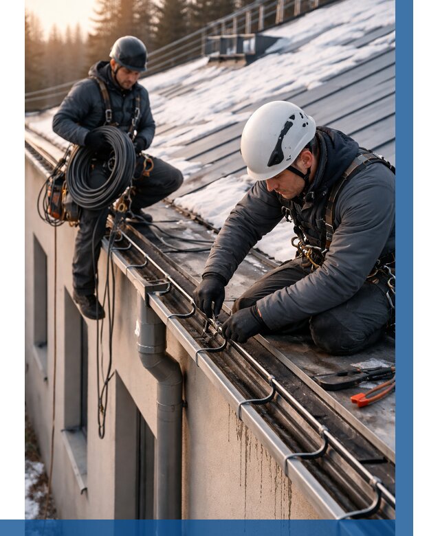 Монтаж греющего кабеля на кровле в Кондопоге от 457 р. | ВЫСОТНИК-Кнп