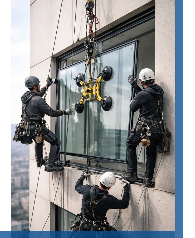 Монтаж стеклопакетов на высоте в Кондопоге от 3249 р. | ВЫСОТНИК-Кнп