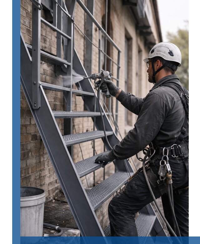 Покраска и антикоррозионная защита пожарных лестниц в Кондопоге