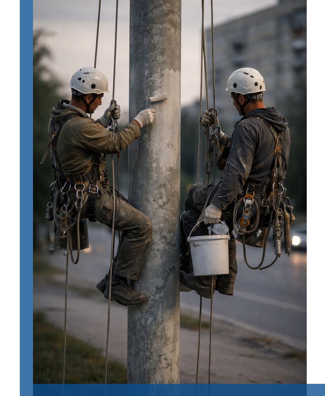 Покраска опор освещения и антикоррозийная защита в Кондопоге